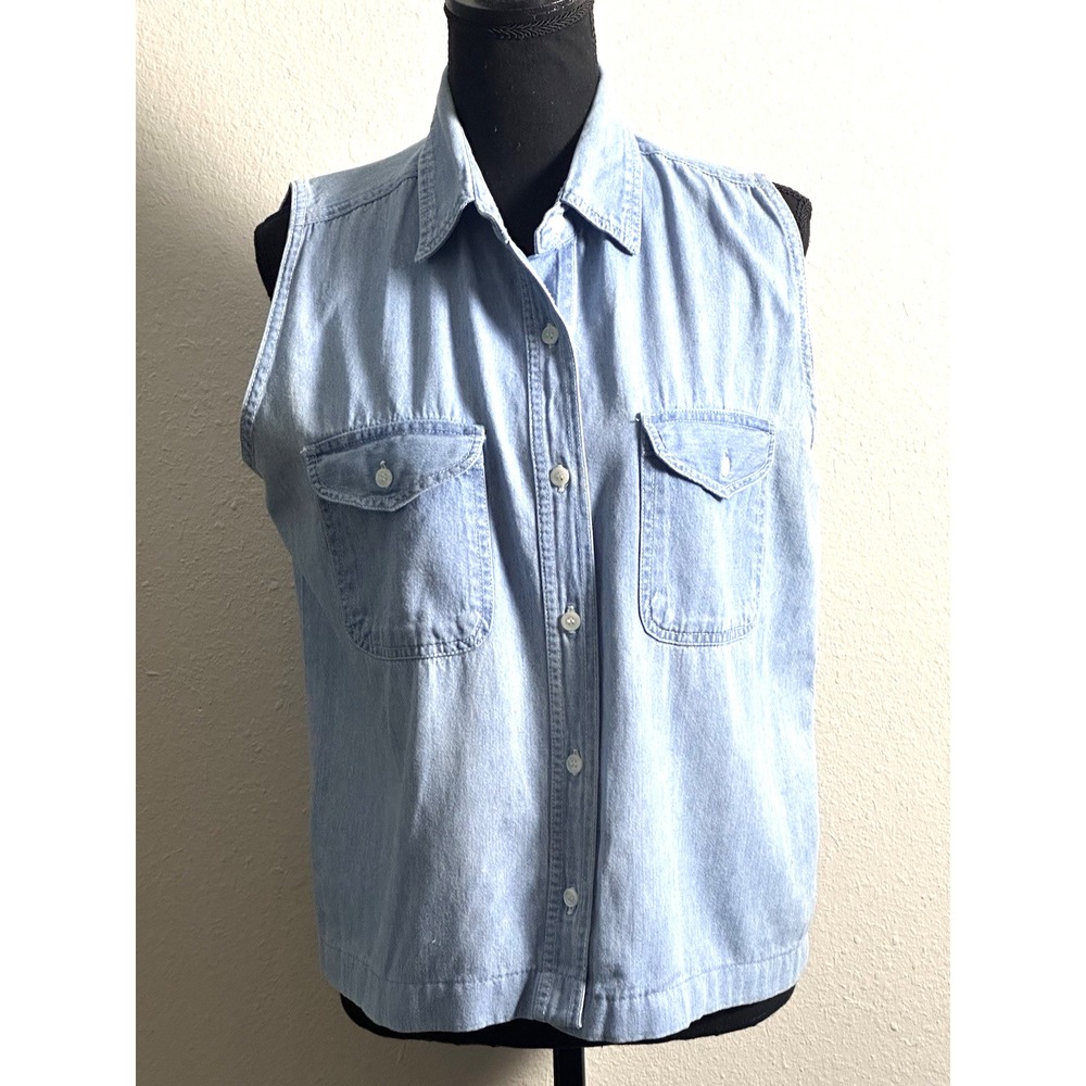 Andrew's Blues Jean Shirt Sleeveless Blouse Size (M) Jean Blouse